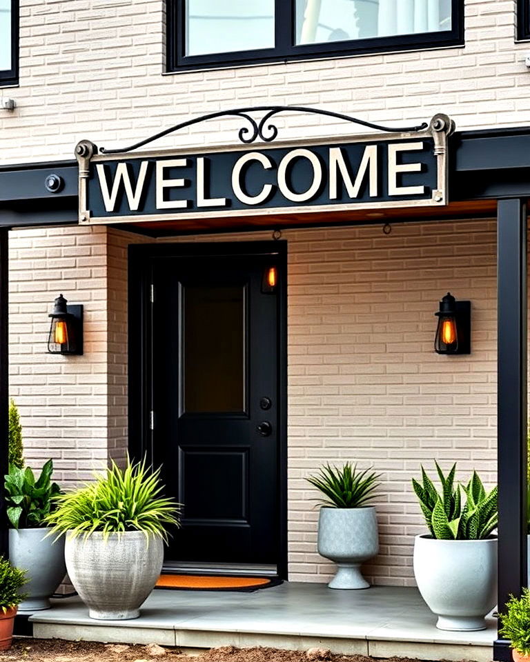 industrial style welcome sign - 25 Welcome Sign Ideas for Front Porch