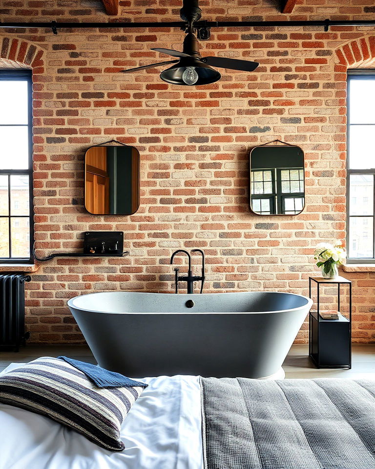 industrial style with exposed materials - 15 Bathtub in Bedroom Ideas