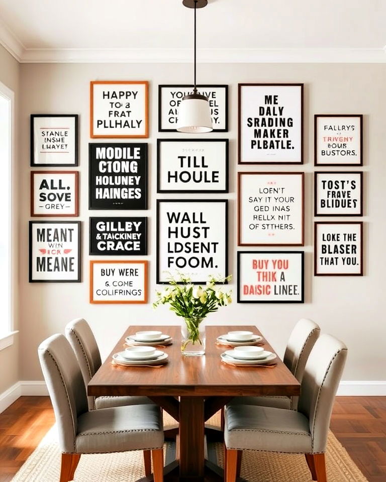 inspirational typography dining room gallery wall - 15 Dining Room Gallery Wall Ideas