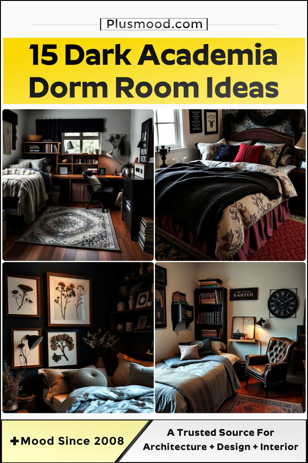 inspiring dark academia dorm room ideas