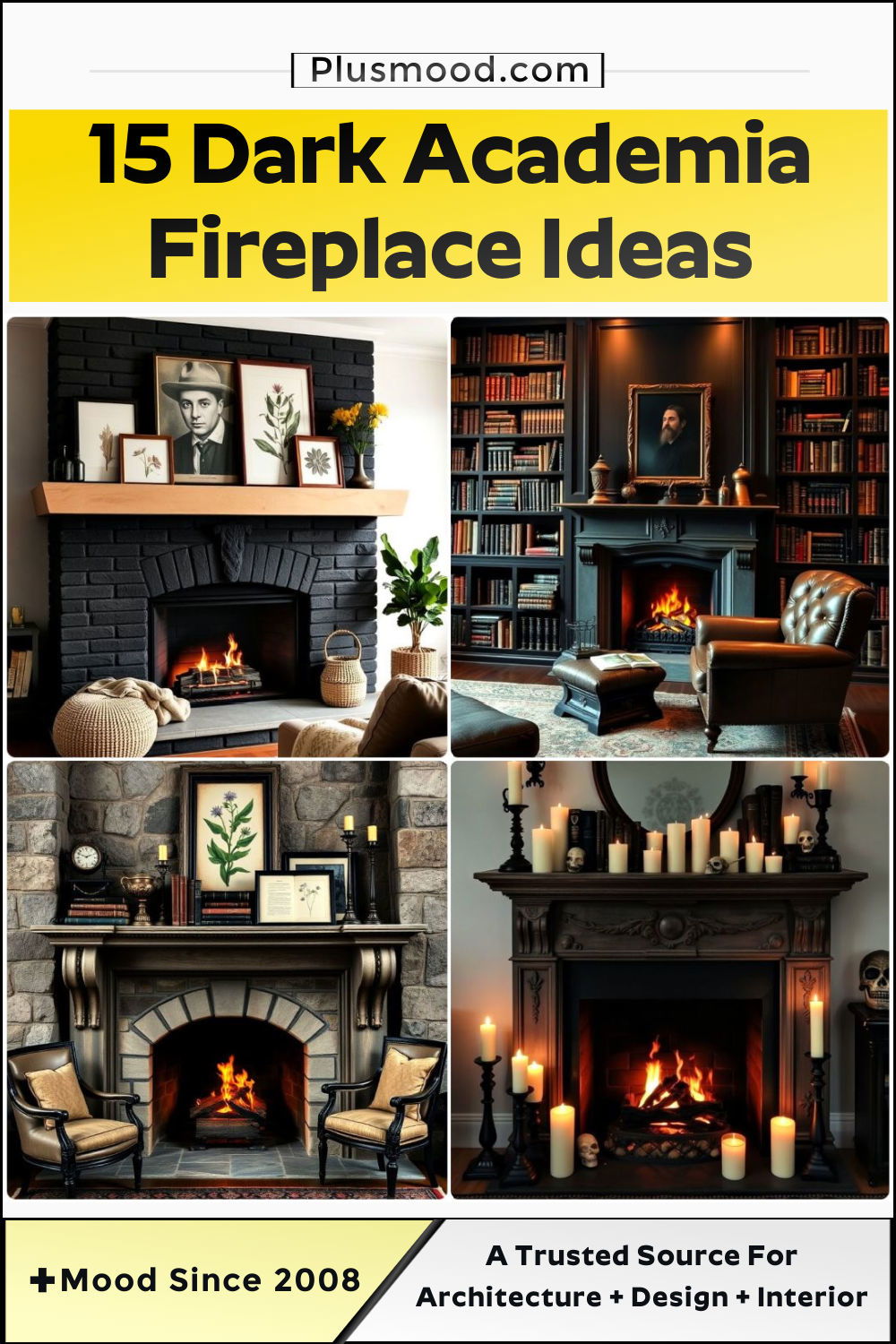 inspiring dark academia fireplace ideas