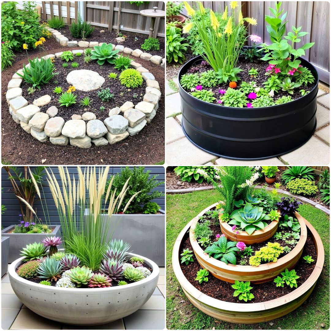inspiring round garden bed ideas