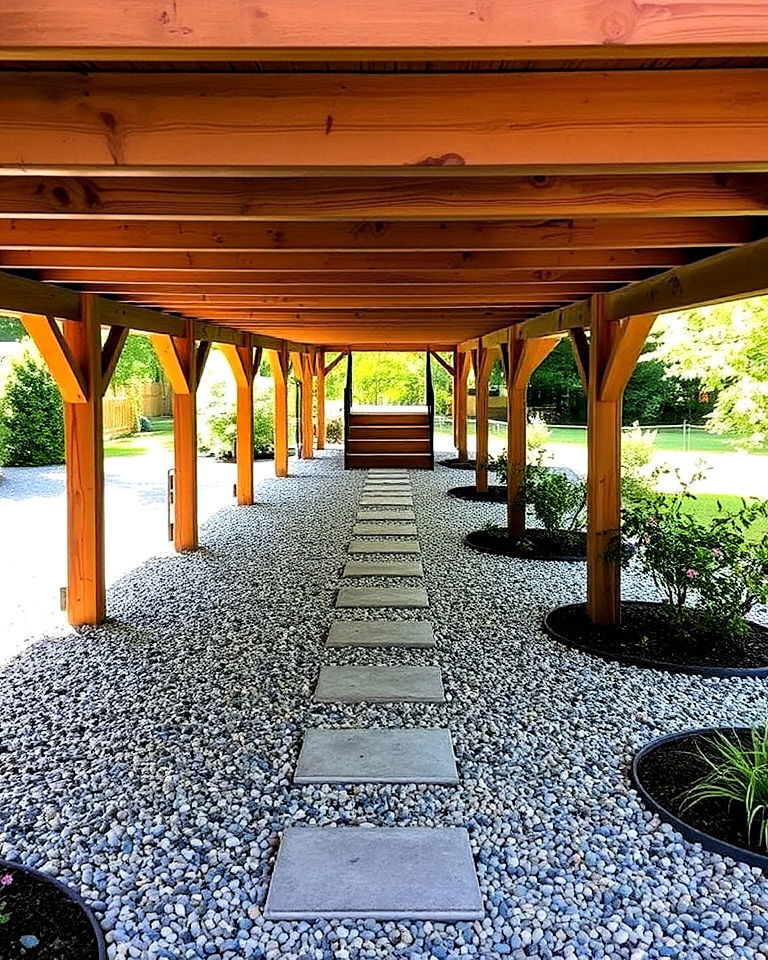 install a gravel pathway beneath deck - 20 Under Deck Landscaping Ideas