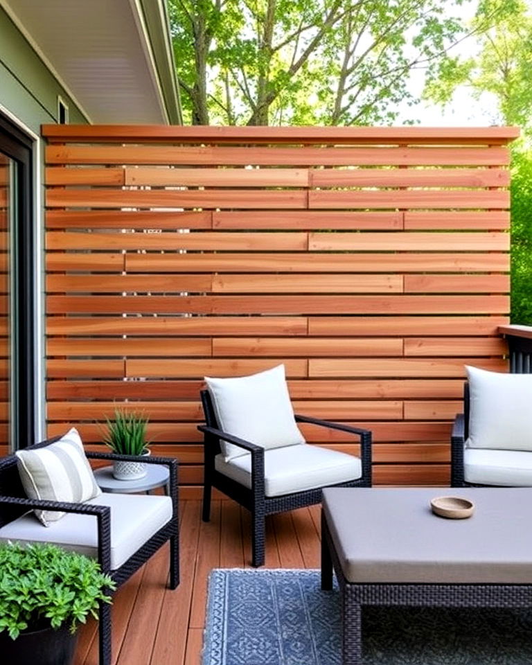 install a horizontal slat wall on deck - 15 Deck With Privacy Wall