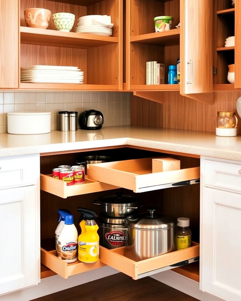 install a pull out corner cabinet - 15 Awkward Kitchen Corner Ideas