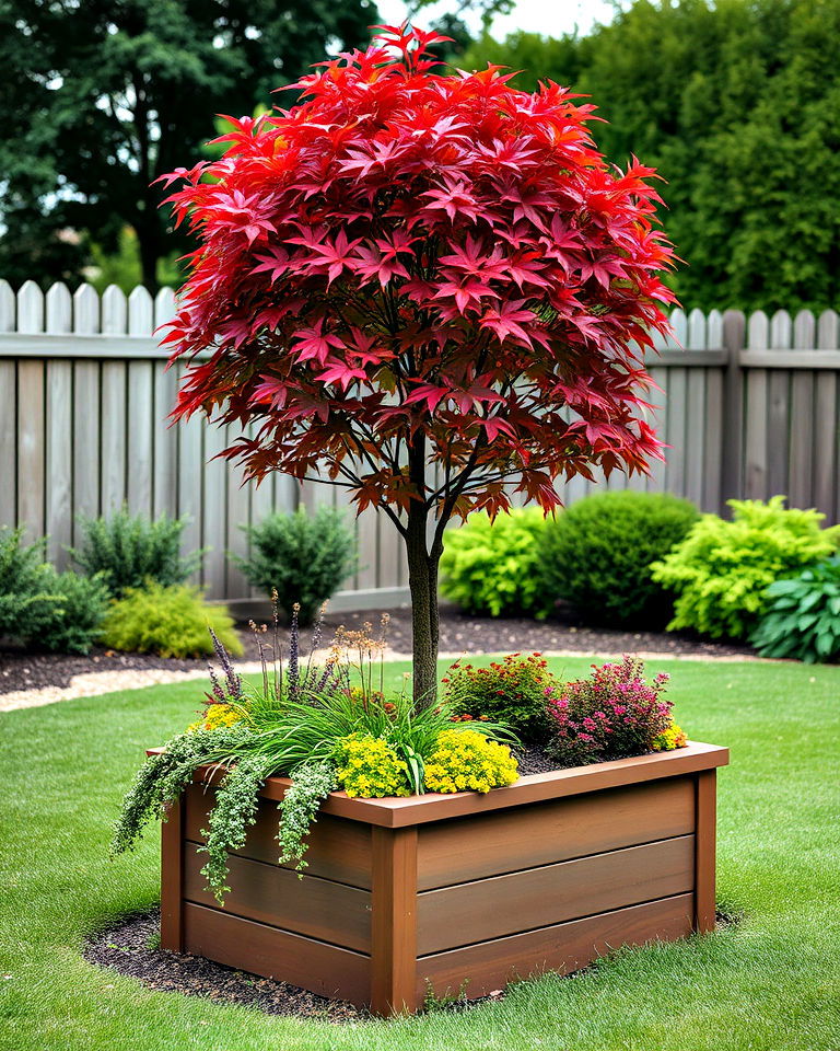 install a raised planter to feature a japanese maple tree - 20 Front Yard Japanese Maple Tree Landscaping Ideas