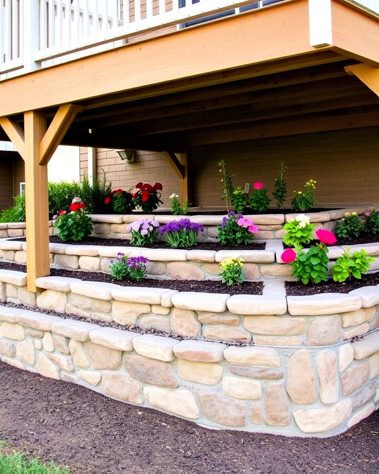 install a retaining wall garden - 20 Under Deck Landscaping Ideas