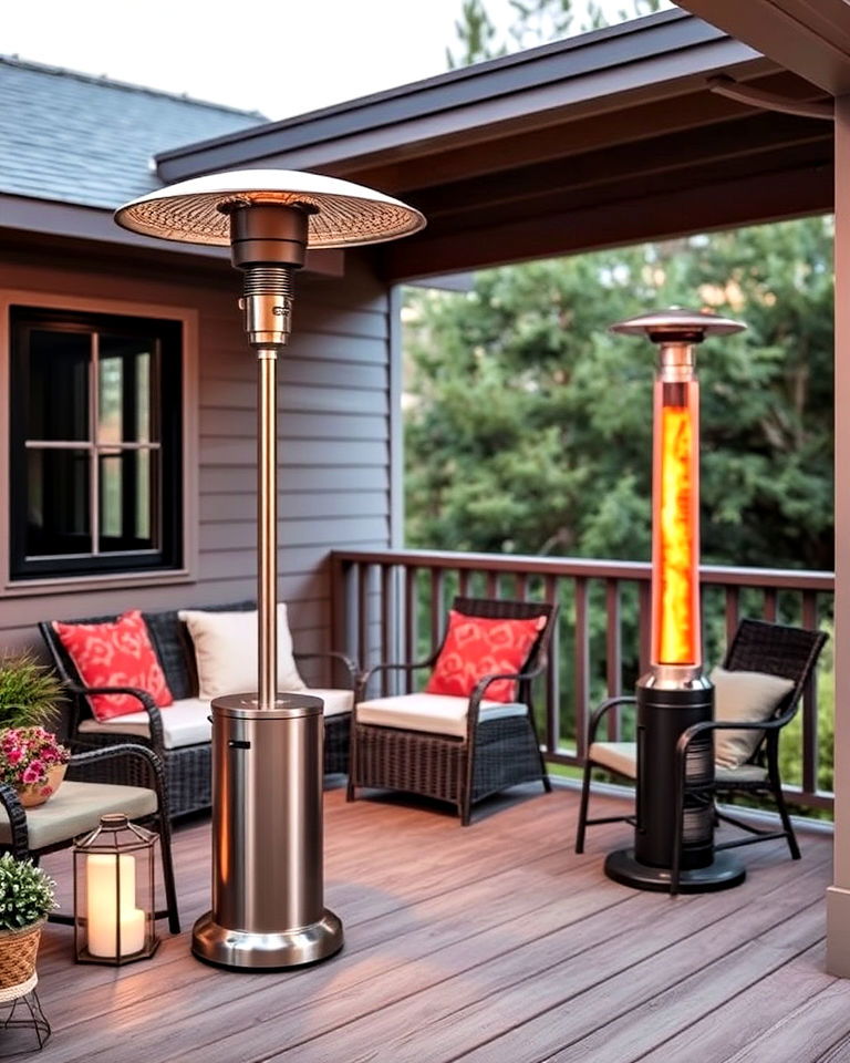 install an outdoor heater for compact spaces - 40 Veranda Ideas