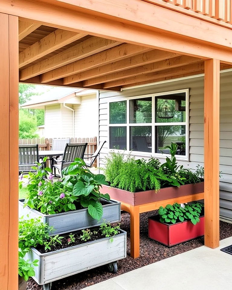 install raised planters under the deck - 20 Under Deck Landscaping Ideas