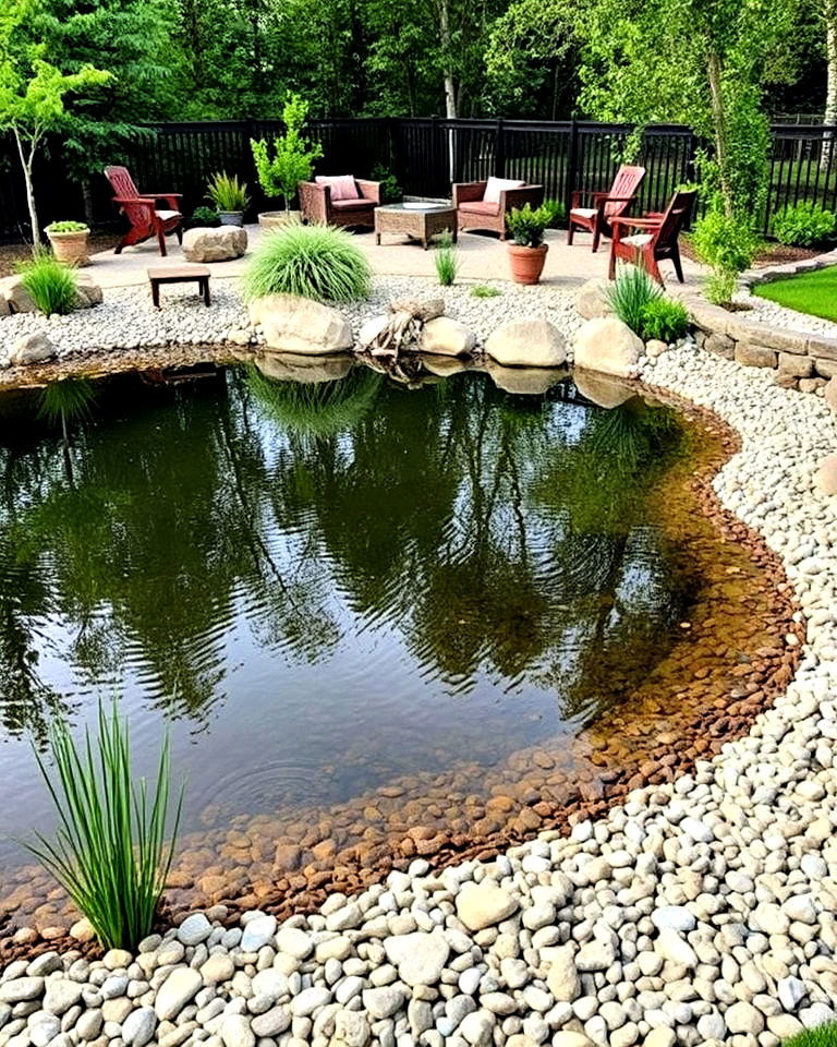 integrate a pebble beach area - 15 Large Pond Landscaping Ideas