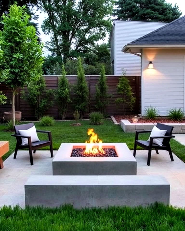 integrate modern fire pits - 20 Minimalist Landscaping Ideas