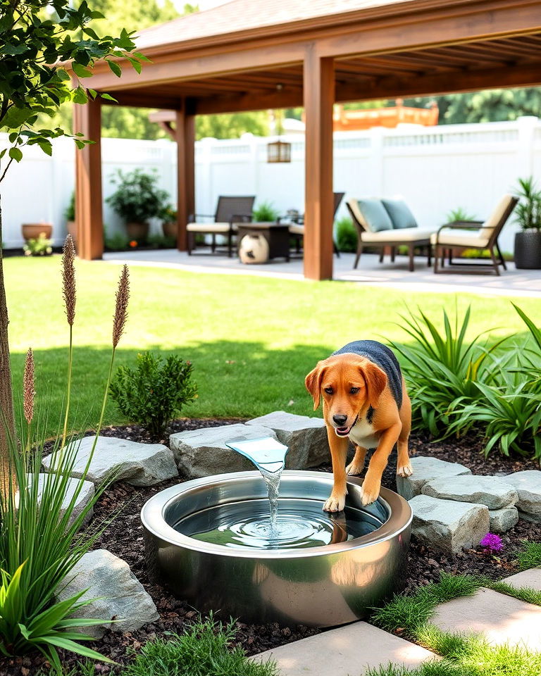 interactive dog friendly water bowls - 20 Dog Friendly Landscaping Ideas