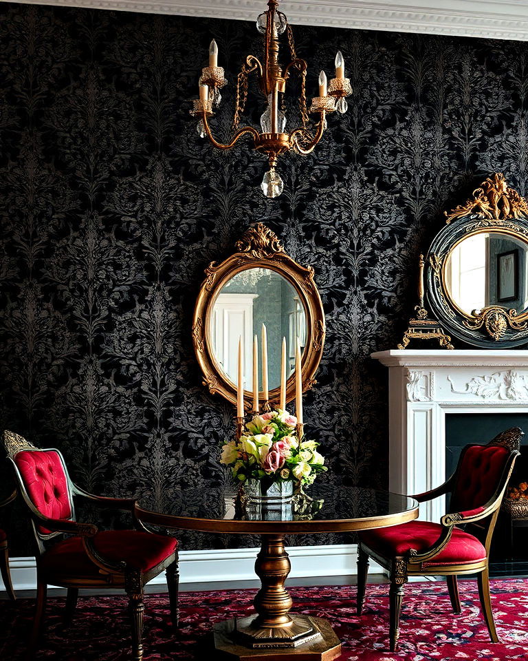 intricate wallpaper patterns gothic interior - 25 Gothic Interior Design Ideas
