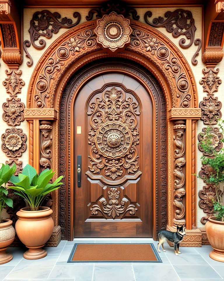 intricate wooden carvings for boho house exterior - 20 Boho House Exterior Ideas
