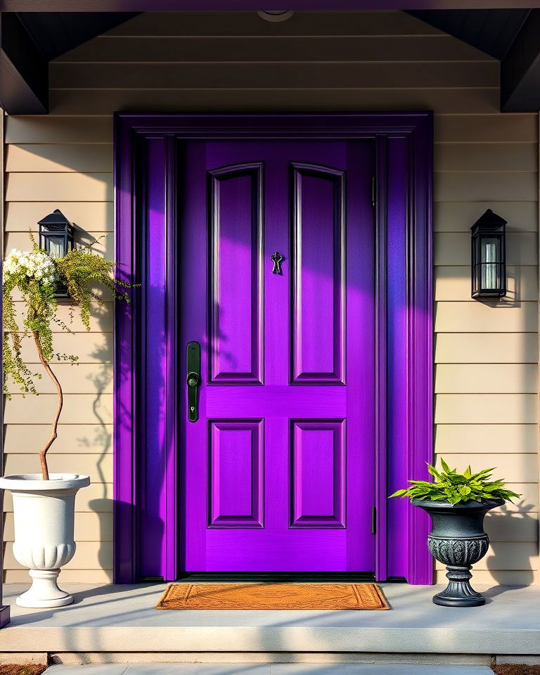 iridescent purple front door for unique sophistication - 25 Purple Front Door Ideas