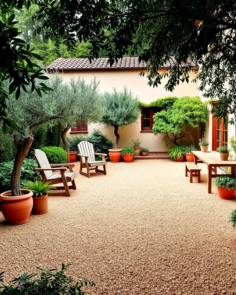italian gravel courtyard - 20 Italian Backyard Ideas