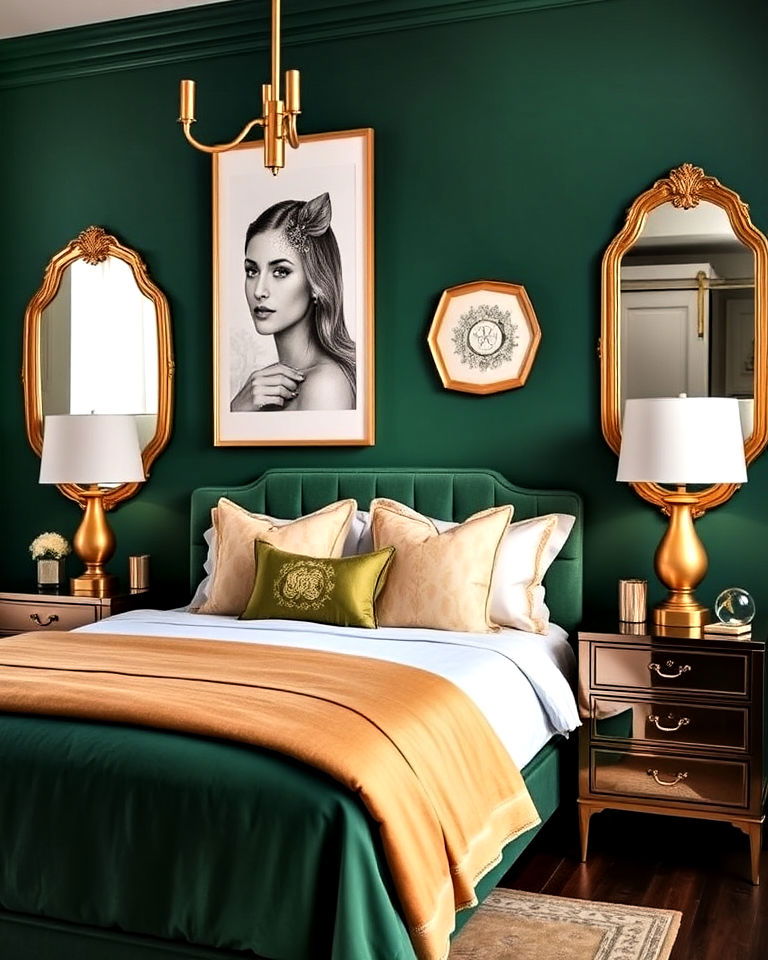 jade green and gold accents bedroom - 15 Jade Green Bedroom Ideas