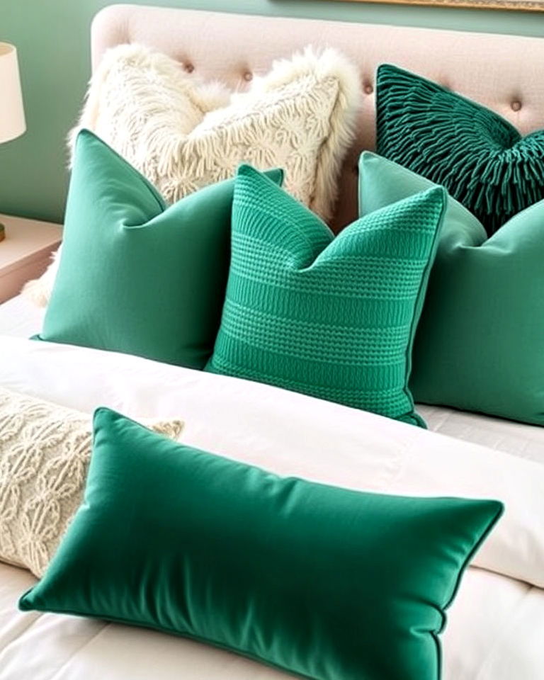 jade green throw pillows for bed - 15 Jade Green Bedroom Ideas