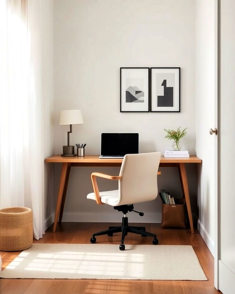 japandi home office low profile seating - 30 Japandi Style Home Office Ideas