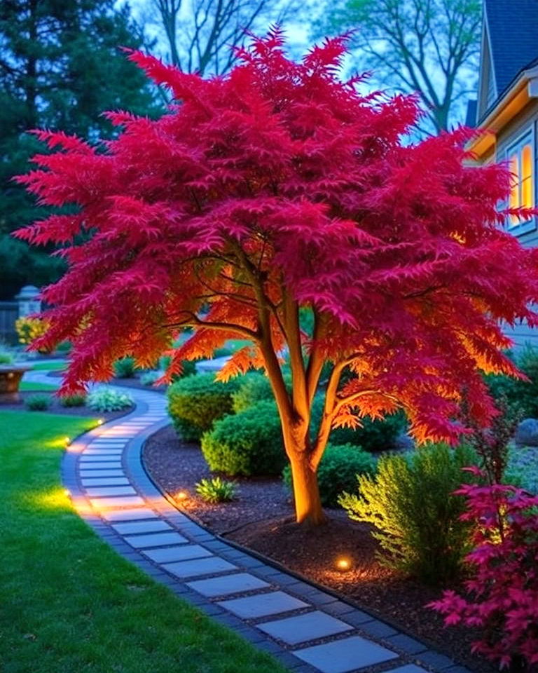 japanese maple along a winding pathway - 20 Front Yard Japanese Maple Tree Landscaping Ideas