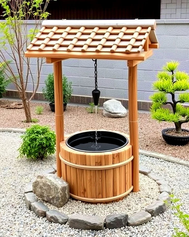 japanese zen inspired wishing well - 15 Outdoor Wishing Well Garden Ideas