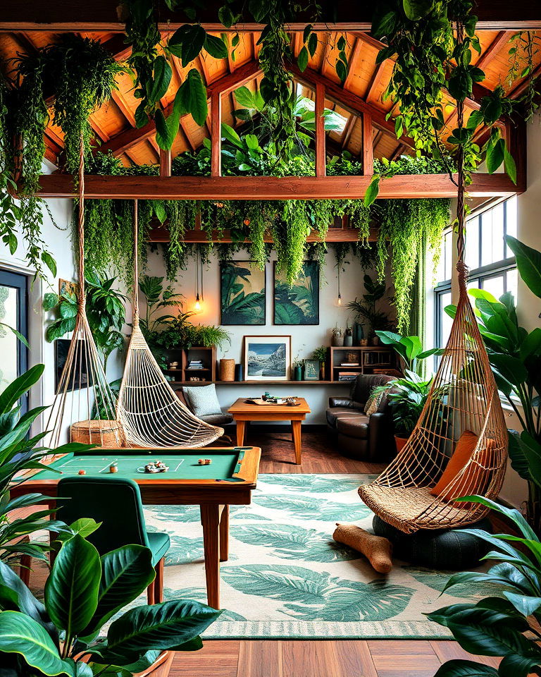 jungle themed loft game room - 20 Loft Game Room Ideas