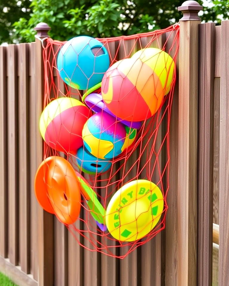 kid friendly outdoor toy nets - 25 Outdoor Toy Storage Ideas