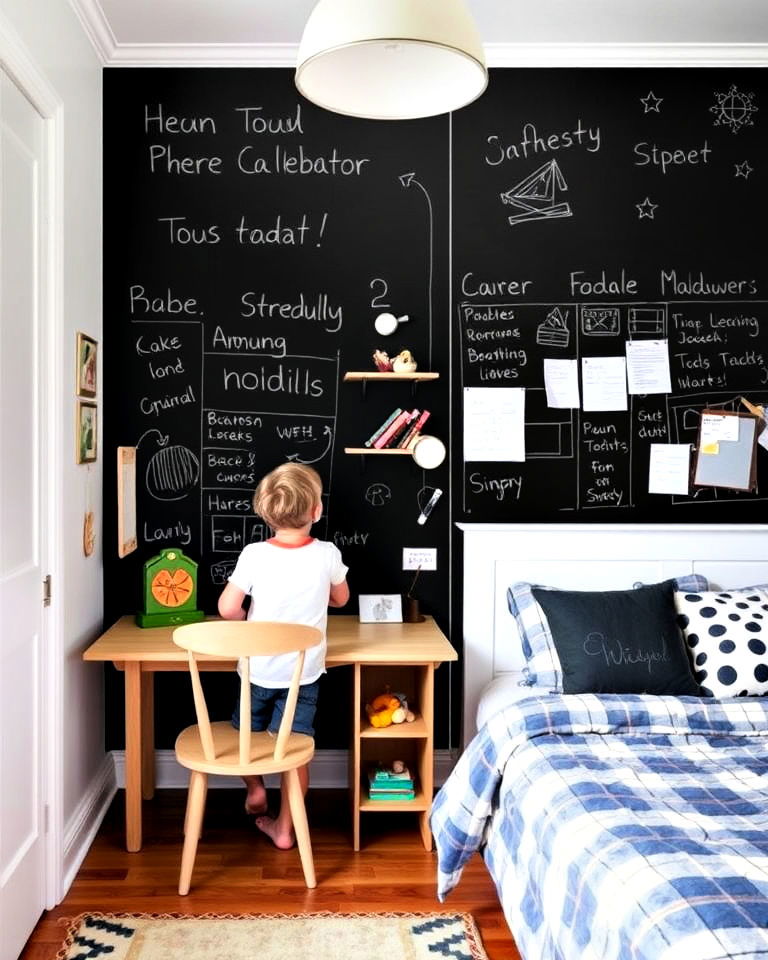 kids room chalkboard walls for creativity - 40 Shared Kids Room Design Ideas