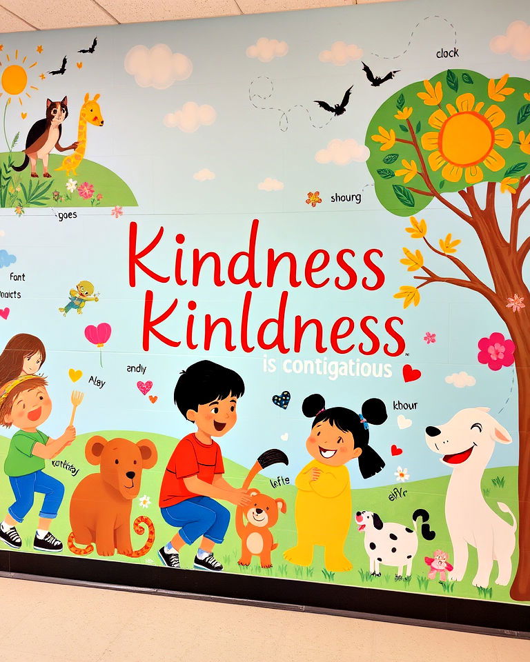 kindness and compassion school mural - 40 School Mural Ideas