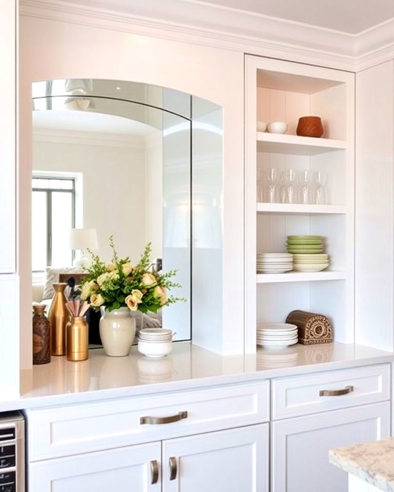 kitchen niche or alcove with mirrors design - 15 Mirror in Kitchen Ideas