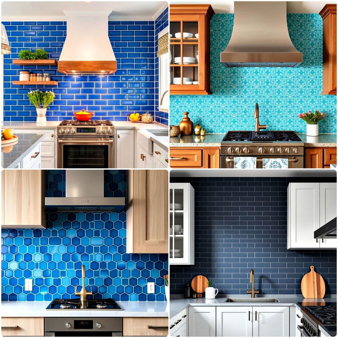 kitchen with blue backsplash ideas