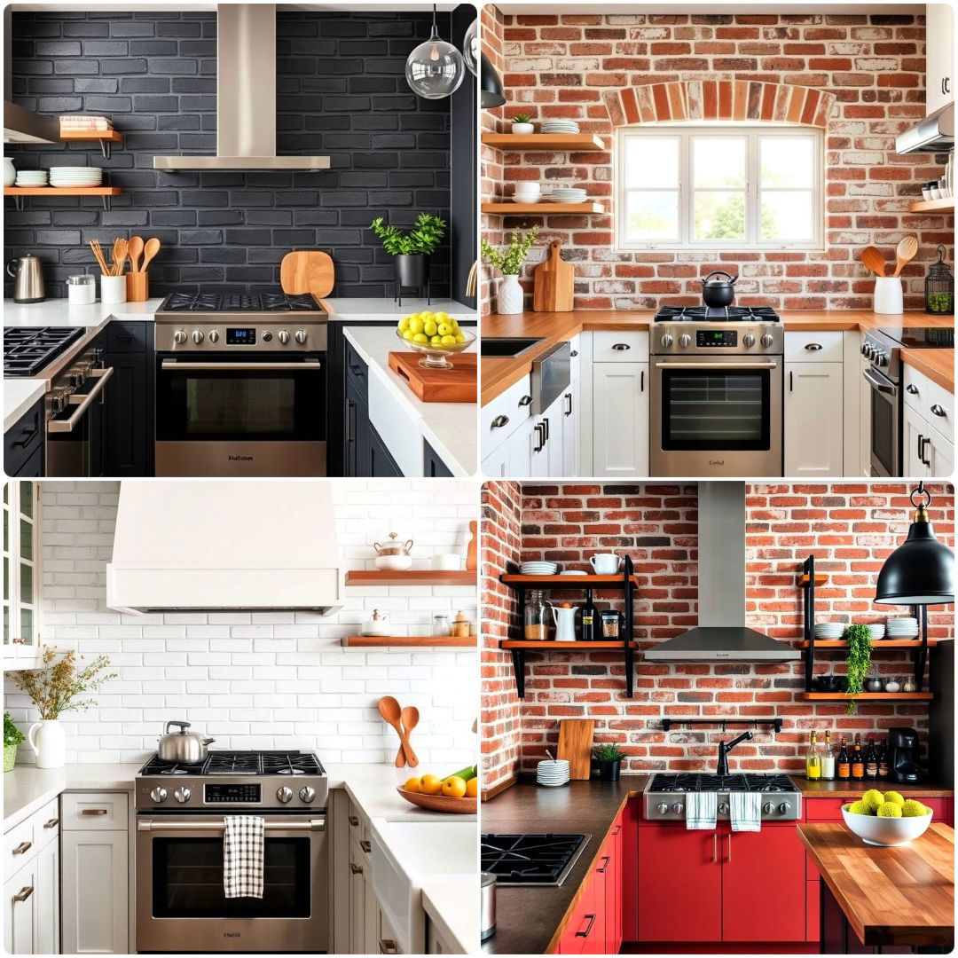 kitchen with brick backsplash ideas