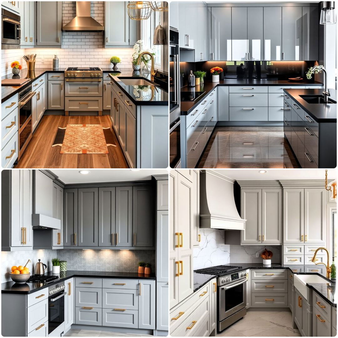 20 Kitchen With Gray Cabinets & Black Countertops Ideas