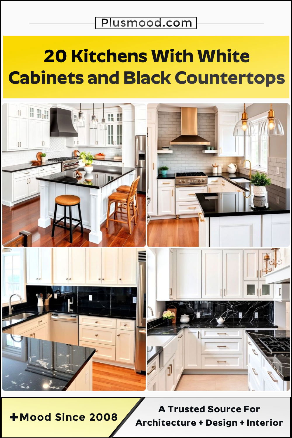kitchen with white cabinets and black countertops ideas 1