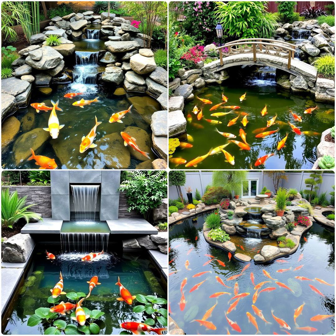 koi pond ideas with waterfall
