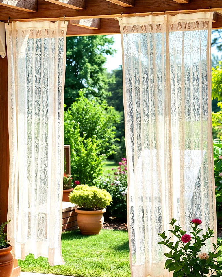lace curtains as garden dividers - 20 Vintage Garden Ideas