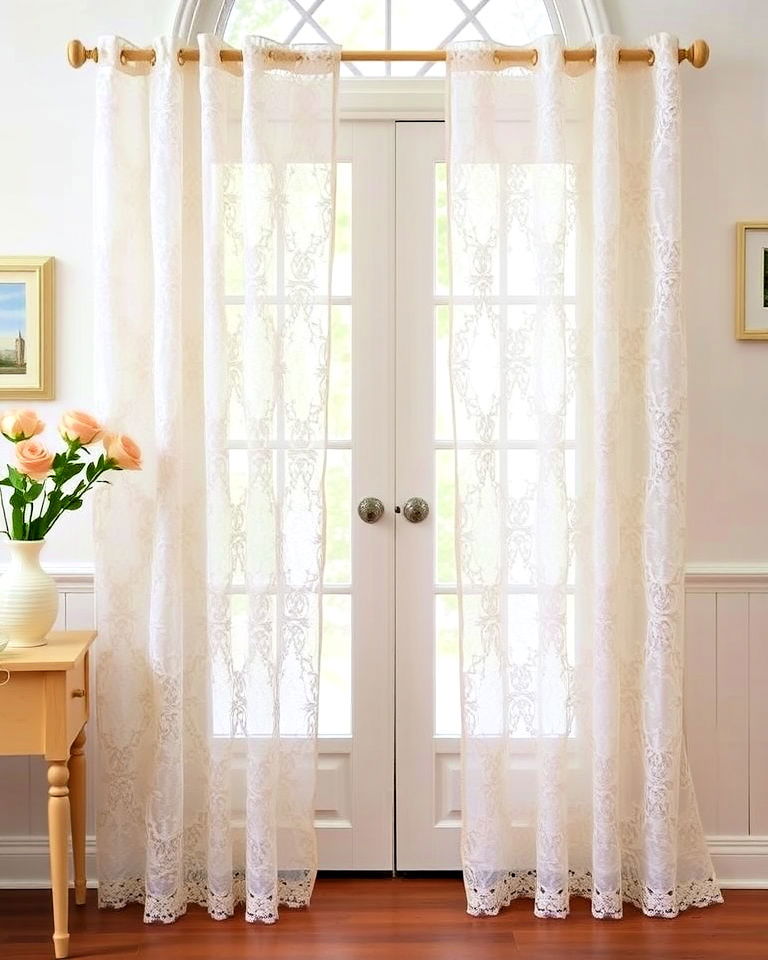 lace doorway curtains for vintage charm - 20 Doorway Curtain Ideas