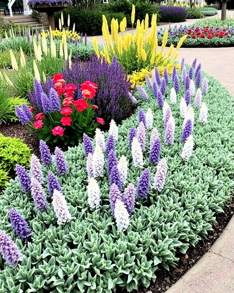 lambs ear to outline curving garden beds softens the edges - 15 Lambs Ear Border Ideas