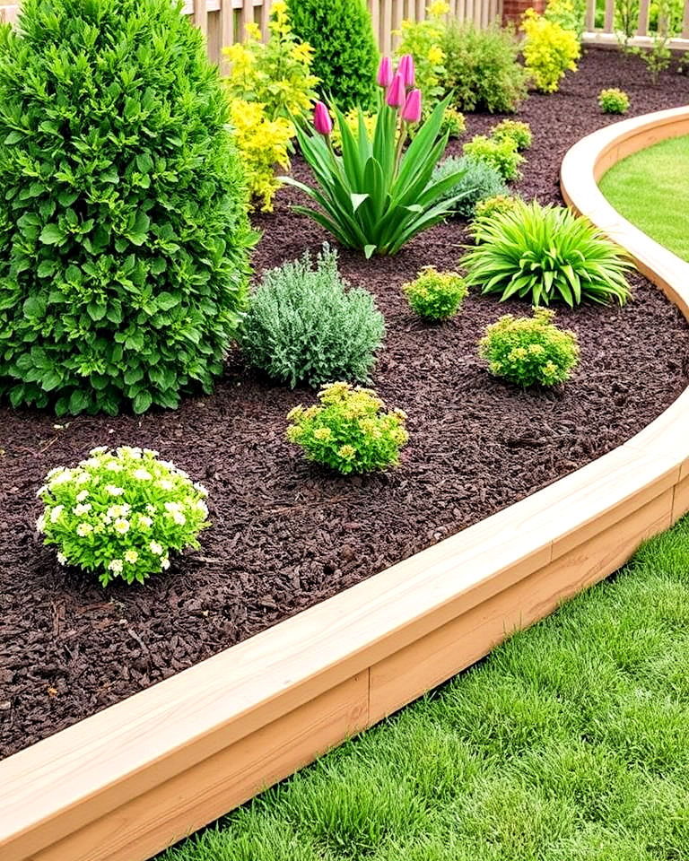 landscape timber mulch edging - 15 Mulch Edging Ideas