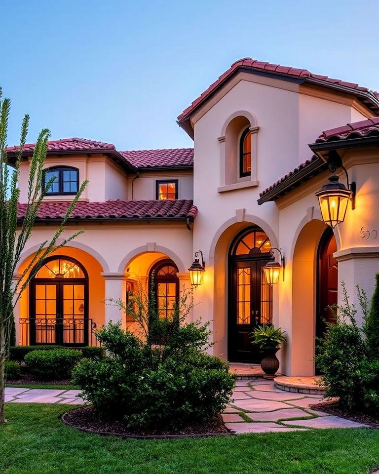 lantern style lighting fixtures - 25 Mediterranean House Exterior Ideas