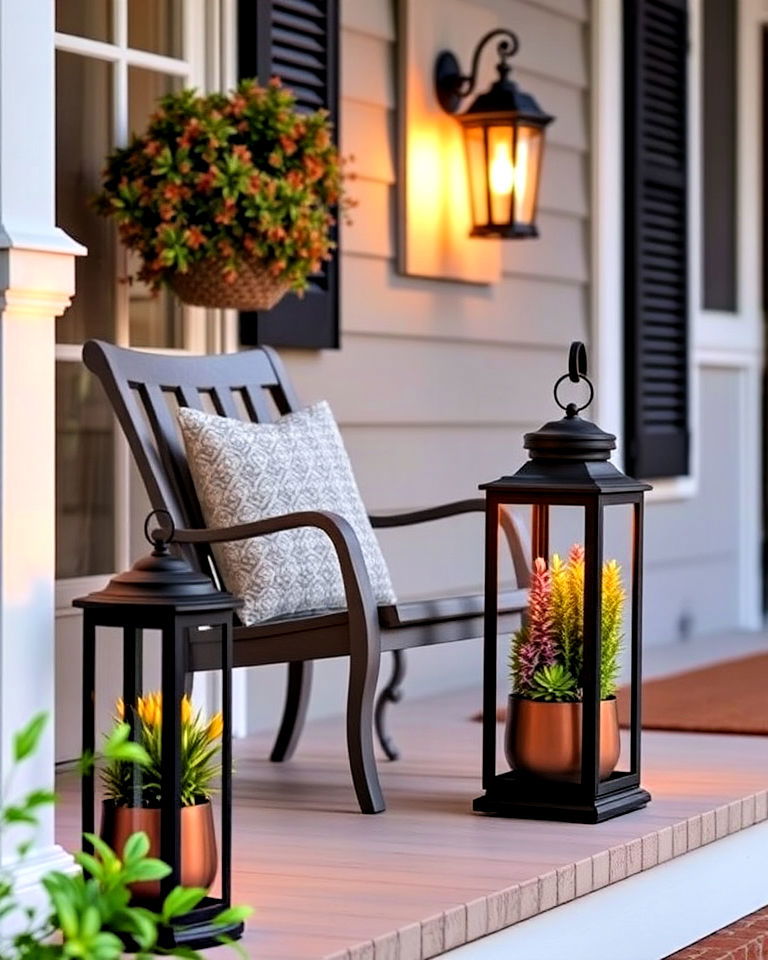 lanterns with built in planters - 15 Lanterns on Front Porch Ideas