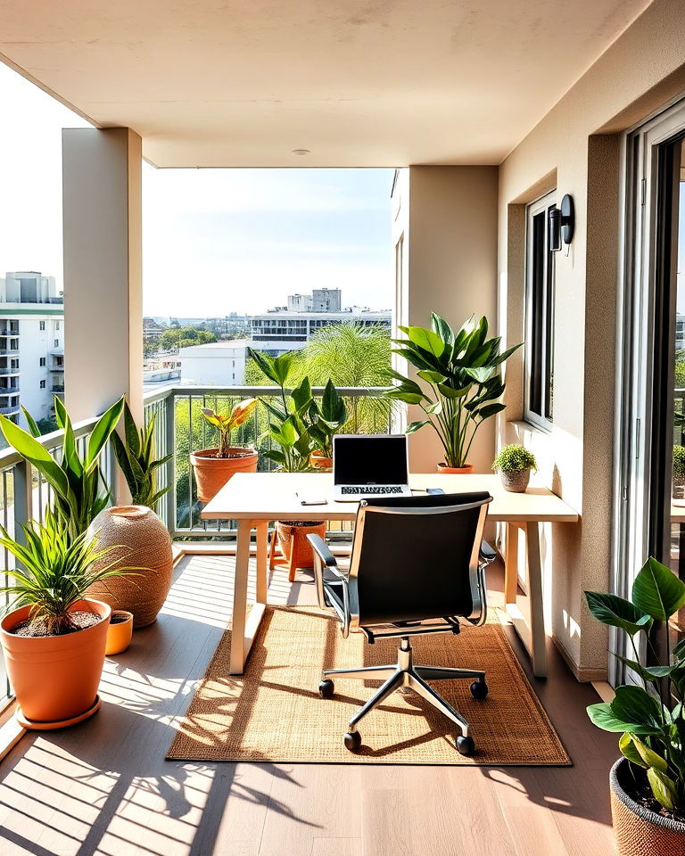 large balcony workspace corner - 20 Large Balcony Ideas