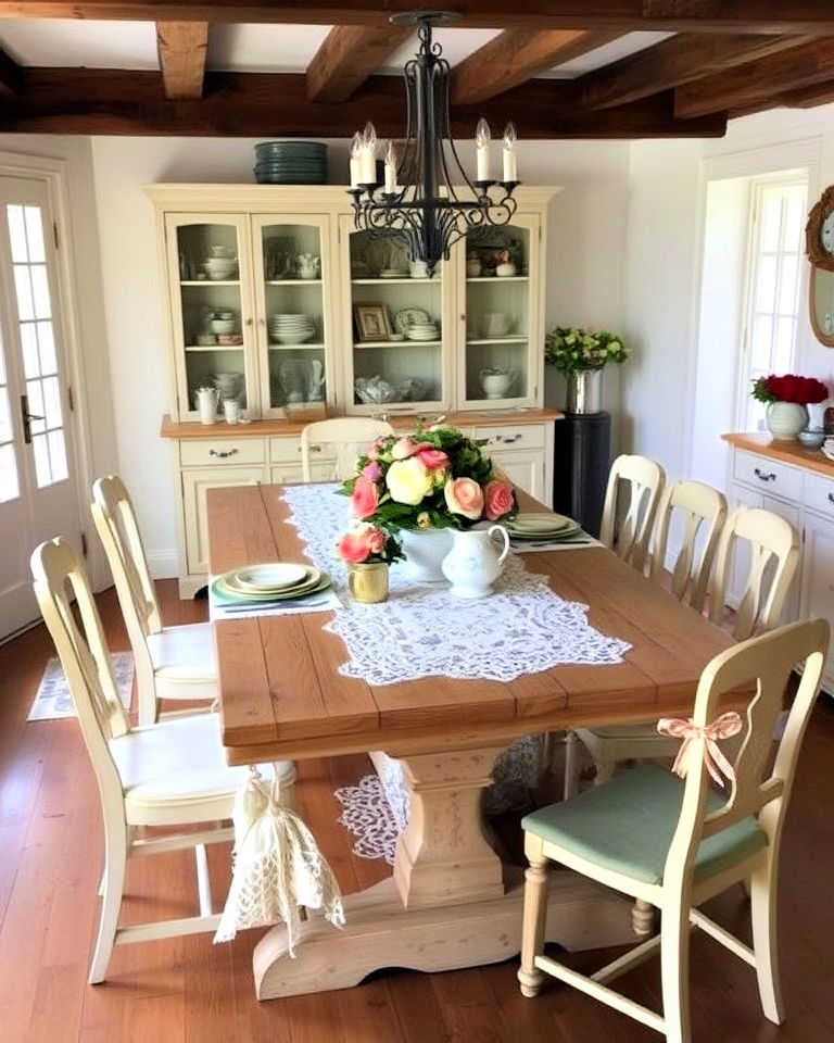 large farmhouse dining table - 25 Shabby Chic Interior Design Ideas