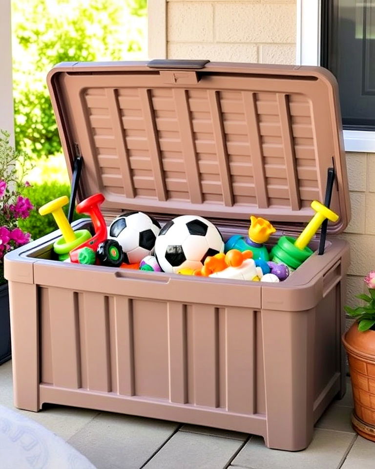 large outdoor toy chest - 25 Outdoor Toy Storage Ideas