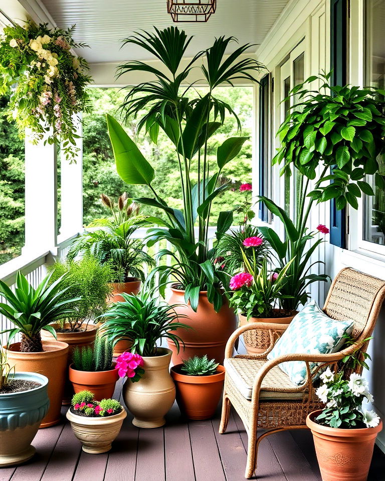 large pots for statement pieces - 40 Veranda Ideas