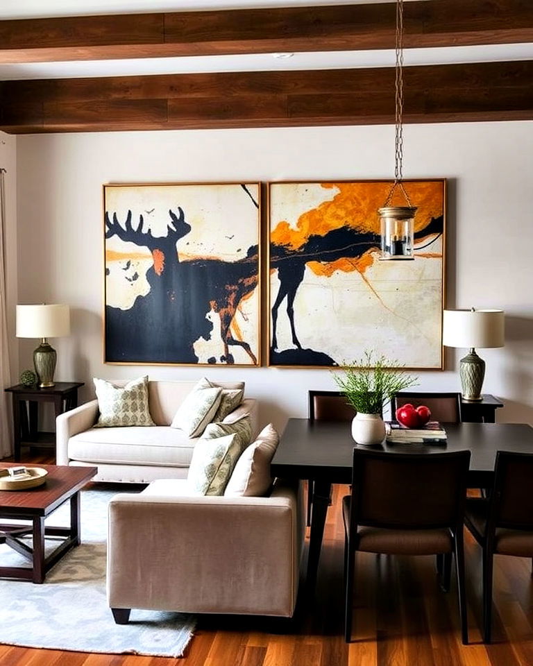 large scale artwork - 30 Living Room Dining Room Combos