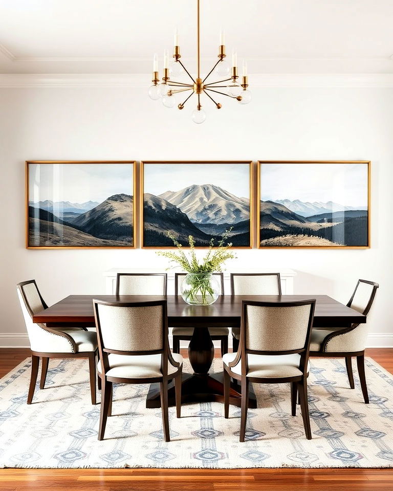 large scale triptych dining room - 15 Dining Room Gallery Wall Ideas