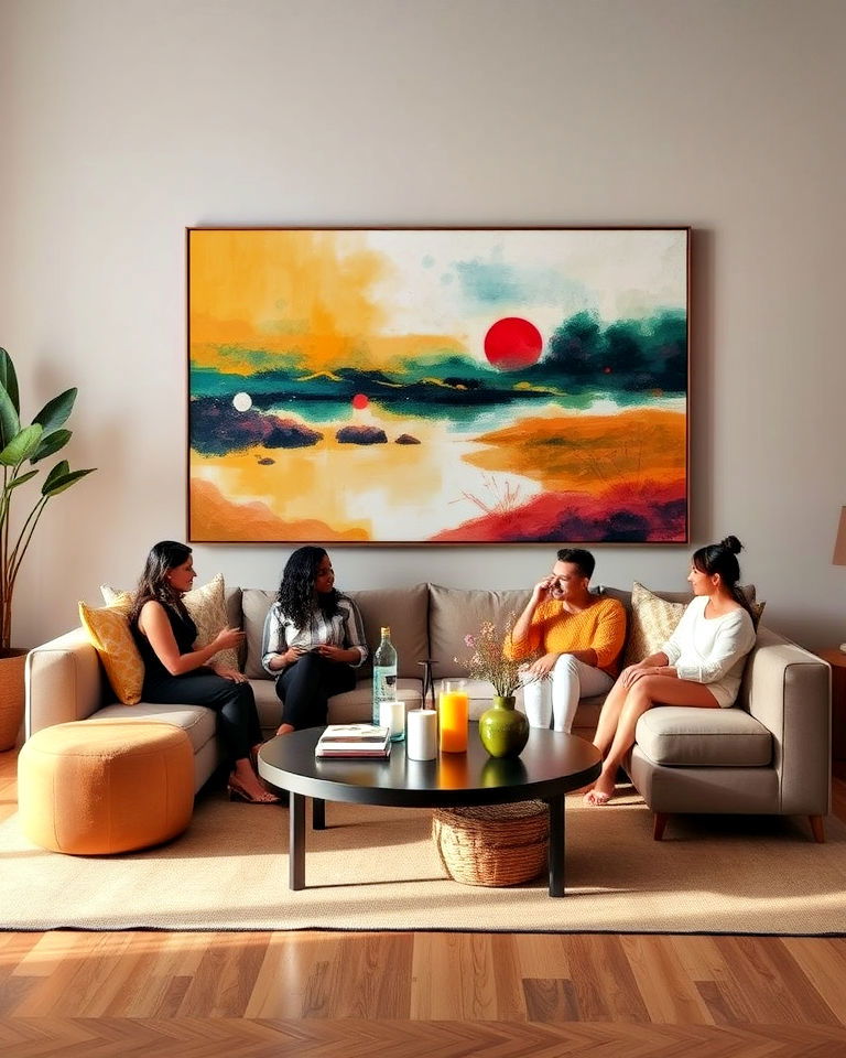 large wall art living room - 15 Friends Living Room Ideas