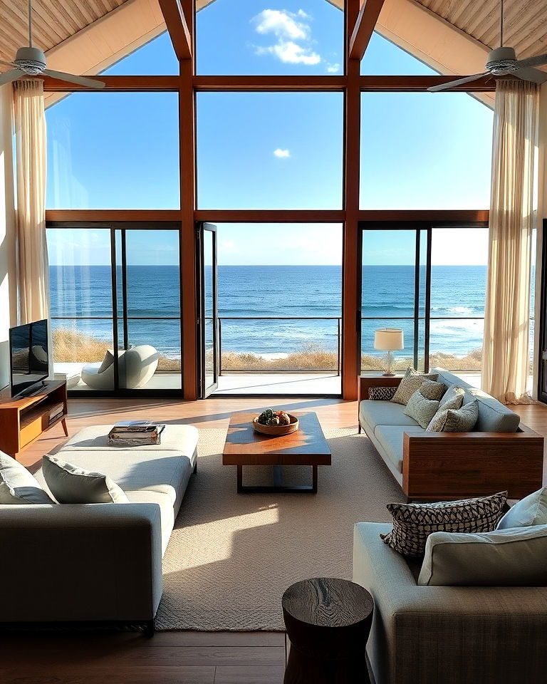 large windows and sliding glass doors beach house interior - 30 Beach House Interior Design Ideas