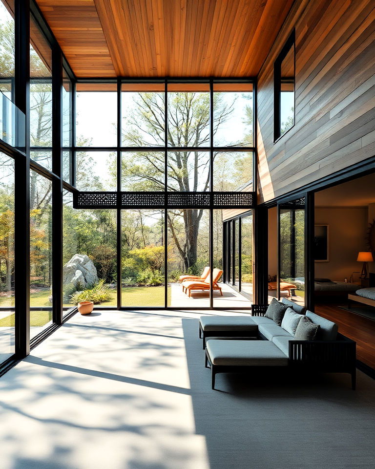 large windows and sliding glass doors japandi exterior - 15 Japandi House Exterior Ideas